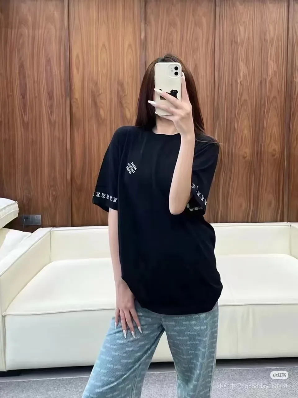 Louis Vuitton/Louis Vuitton cuff logo small letters jacquard knitted short sleeves